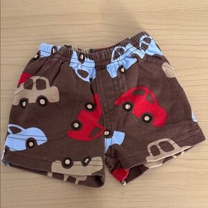 Brown Shorts with Car Print